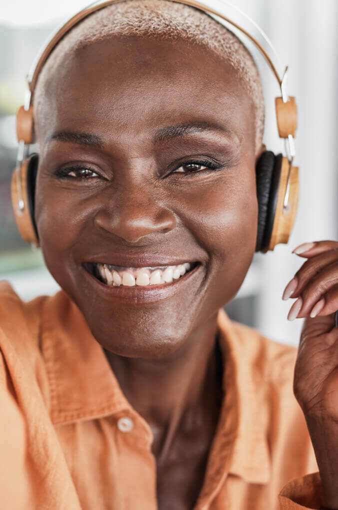 senior listening to music